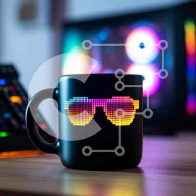 Intra Συλλεκτικό Ξύλινο Παζλ Plywood  4mm - Κομψή κούπα γυαλιών ηλίου με pixel με πολύχρωμο φόντο Σε Ξύλινο Κουτί - Διαστάσεις: 10x10 cm – 25 κομμάτια - Image 1