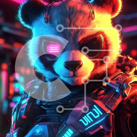 Intra Συλλεκτικό Ξύλινο Παζλ Plywood  4mm - Φουτουριστικός χαρακτήρας Panda σε φώτα νέον Σε Ξύλινο Κουτί - Διαστάσεις Puzzle: 10x10 cm – 25 κομμάτια - Image 1