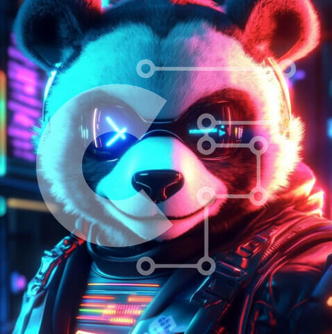 Intra Συλλεκτικό Ξύλινο Παζλ Plywood 4mm - Φουτουριστικός χαρακτήρας Panda σε φώτα νέον Σε Ξύλινο Κουτί - Διαστάσεις Puzzle: 10x10 cm – 25 κομμάτια - Image 1