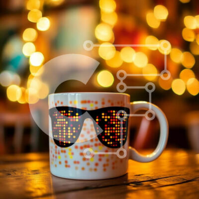 Intra Συλλεκτικό Ξύλινο Παζλ Plywood  4mm - Κομψή κούπα με σχέδιο γυαλιών ηλίου Σε Ξύλινο Κουτί - Διαστάσεις: 10x10 cm – 25 κομμάτια - Image 1