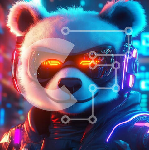 Intra Συλλεκτικό Ξύλινο Παζλ Plywood  4mm - Φουτουριστικός χαρακτήρας Panda σε σκηνικό νέον Σε Ξύλινο Κουτί - Διαστάσεις Puzzle: 10x10 cm – 25 κομμάτια - Image 1