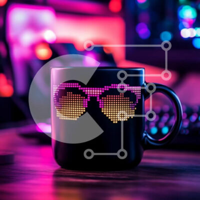 Intra Συλλεκτικό Ξύλινο Παζλ Plywood  4mm - Πολύχρωμη κούπα γυαλιών ηλίου με pixel σε ένα ζωντανό περιβάλλον Σε Ξύλινο Κουτί - Διαστάσεις: 10x10 cm – 25 κομμάτια - Image 1