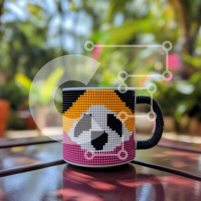 Intra Συλλεκτικό Ξύλινο Παζλ Plywood  4mm - Διακοσμητική κούπα με χάντρες με σχέδιο Panda Σε Ξύλινο Κουτί - Διαστάσεις: 10x10 cm – 25 κομμάτια - Image 1