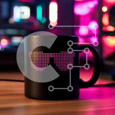 Intra Συλλεκτικό Ξύλινο Παζλ Plywood  4mm - Κομψή κούπα με σχέδιο γυαλιών ηλίου Pixelated Σε Ξύλινο Κουτί - Διαστάσεις: 10x10 cm – 25 κομμάτια - Image 1