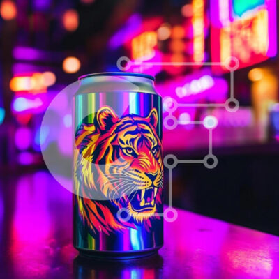 Intra Συλλεκτικό Ξύλινο Παζλ Plywood  4mm - Ζωντανό δοχείο τίγρης σε φωτιστικό νέον Σε Ξύλινο Κουτί - Διαστάσεις: 10x10 cm – 25 κομμάτια - Image 1