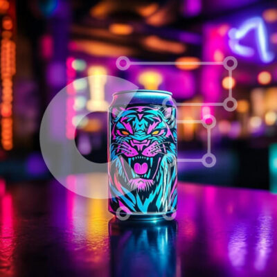 Intra Συλλεκτικό Ξύλινο Παζλ Plywood  4mm - Ζωντανό δοχείο τίγρης σε φωτισμό νέον Σε Ξύλινο Κουτί - Διαστάσεις: 10x10 cm – 25 κομμάτια - Image 1