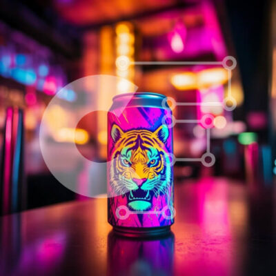 Intra Συλλεκτικό Ξύλινο Παζλ Plywood  4mm - Ζωντανό δοχείο τίγρης σε πολύχρωμο περιβάλλον Σε Ξύλινο Κουτί - Διαστάσεις: 10x10 cm – 25 κομμάτια - Image 1