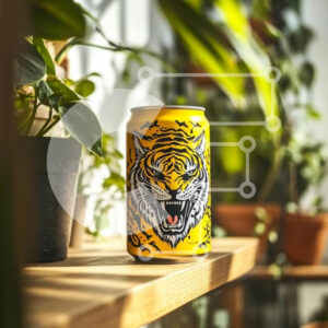 Intra Συλλεκτικό Ξύλινο Παζλ Plywood  4mm - Ζωντανό κουτάκι ποτών Tiger σε ξύλινο ράφι με φυτά Σε Ξύλινο Κουτί - Διαστάσεις: 10x10 cm – 25 κομμάτια