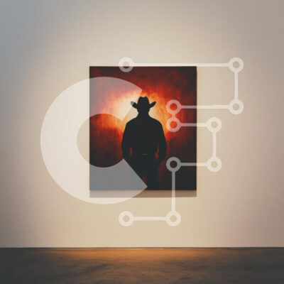 Intra Συλλεκτικό Ξύλινο Παζλ Plywood  4mm - Σιλουέτα ζωγραφική καουμπόη Σε Ξύλινο Κουτί - Διαστάσεις Puzzle: 10x10 cm – 25 κομμάτια - Image 1