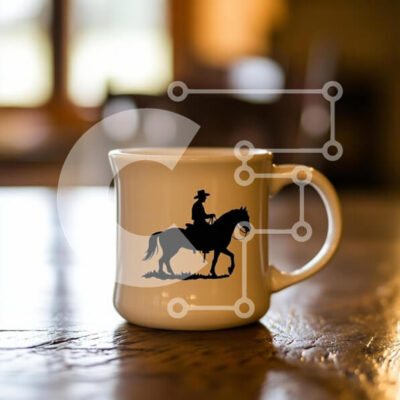 Intra Συλλεκτικό Ξύλινο Παζλ Plywood  4mm - Κεραμική κούπα με σιλουέτα καουμπόη Σε Ξύλινο Κουτί - Διαστάσεις: 10x10 cm – 25 κομμάτια - Image 1