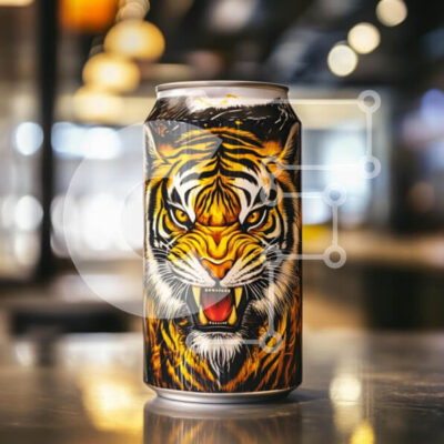 Intra Συλλεκτικό Ξύλινο Παζλ Plywood  4mm - Κουτί μπύρας με εικονογράφηση τίγρης Σε Ξύλινο Κουτί - Διαστάσεις: 10x10 cm – 25 κομμάτια - Image 1