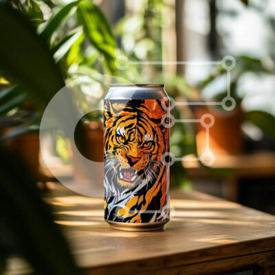 Intra Συλλεκτικό Ξύλινο Παζλ Plywood  4mm - Δοχείο ποτών με θέμα την τίγρη ανάμεσα σε πράσινο Σε Ξύλινο Κουτί - Διαστάσεις: 10x10 cm – 25 κομμάτια - Image 1