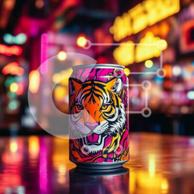 Intra Συλλεκτικό Ξύλινο Παζλ Plywood  4mm - Πολύχρωμο κουτάκι αναψυκτικών με εικονογραφημένο Tiger Σε Ξύλινο Κουτί - Διαστάσεις: 10x10 cm – 25 κομμάτια - Image 1