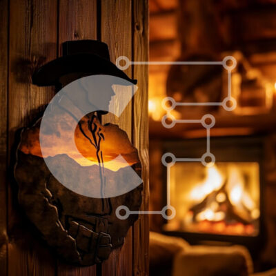 Intra Συλλεκτικό Ξύλινο Παζλ Plywood  4mm - Cowboy Silhouette Art σε άνετο ρουστίκ εσωτερικό Σε Ξύλινο Κουτί - Διαστάσεις Puzzle: 10x10 cm – 25 κομμάτια - Image 1