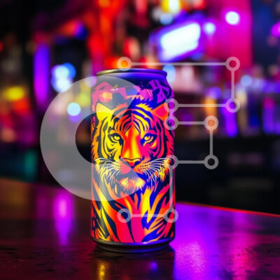 Intra Συλλεκτικό Ξύλινο Παζλ Plywood  4mm - Πολύχρωμο Tiger Can σε φώτα νέον Σε Ξύλινο Κουτί - Διαστάσεις: 10x10 cm – 25 κομμάτια - Image 1