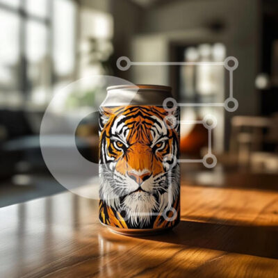 Intra Συλλεκτικό Ξύλινο Παζλ Plywood  4mm - Εικονογράφηση τίγρης σε δοχείο ποτών Σε Ξύλινο Κουτί - Διαστάσεις: 10x10 cm – 25 κομμάτια - Image 1