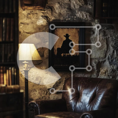 Intra Συλλεκτικό Ξύλινο Παζλ Plywood  4mm - Άνετο εσωτερικό με σιλουέτα καουμπόη Σε Ξύλινο Κουτί - Διαστάσεις Puzzle: 10x10 cm – 25 κομμάτια - Image 1