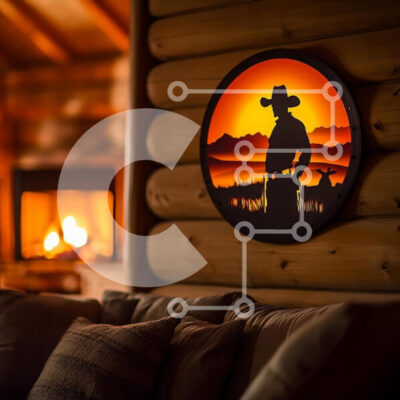 Intra Συλλεκτικό Ξύλινο Παζλ Plywood  4mm - Άνετο εσωτερικό καμπίνας με Cowboy Wall Art Σε Ξύλινο Κουτί - Διαστάσεις Puzzle: 10x10 cm – 25 κομμάτια - Image 1