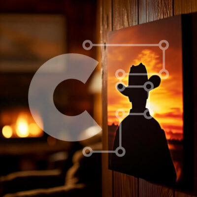 Intra Συλλεκτικό Ξύλινο Παζλ Plywood  4mm - Άνετο εσωτερικό με σιλουέτα καουμπόη στο ηλιοβασίλεμα Σε Ξύλινο Κουτί - Διαστάσεις Puzzle: 10x10 cm – 25 κομμάτια - Image 1