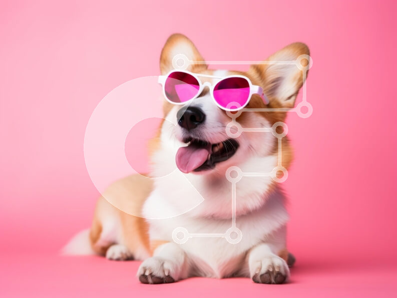 Intra Συλλεκτικό Ξύλινο Παζλ Plywood  4mm - Κομψός σκύλος Corgi με γυαλιά ηλίου Σε Ξύλινο Κουτί - Διαστάσεις: 10x10 cm – 25 κομμάτια