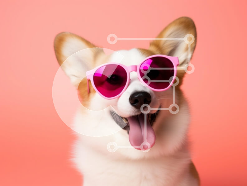 Intra Συλλεκτικό Ξύλινο Παζλ Plywood  4mm - Σκύλος Corgi με ροζ γυαλιά ηλίου Σε Ξύλινο Κουτί - Διαστάσεις: 10x10 cm – 25 κομμάτια