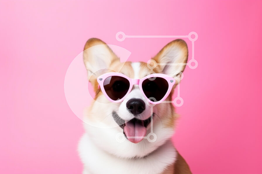 Intra Συλλεκτικό Ξύλινο Παζλ Plywood  4mm - Σκύλος Corgi με ροζ γυαλιά ηλίου Σε Ξύλινο Κουτί - Διαστάσεις: 10x10 cm – 25 κομμάτια