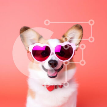 Intra Συλλεκτικό Ξύλινο Παζλ Plywood  4mm - Happy Corgi Dog με γυαλιά ηλίου σε σχήμα καρδιάς Σε Ξύλινο Κουτί - Διαστάσεις: 10x10 cm – 25 κομμάτια - Image 1