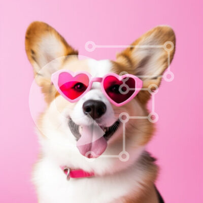 Intra Συλλεκτικό Ξύλινο Παζλ Plywood 4mm - Σκύλος Corgi με γυαλιά ηλίου σε σχήμα καρδιάς Σε Ξύλινο Κουτί - Διαστάσεις: 10x10 cm – 25 κομμάτια - Image 1