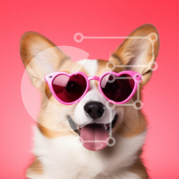 Intra Συλλεκτικό Ξύλινο Παζλ Plywood  4mm - Corgi Dog με γυαλιά ηλίου σε σχήμα καρδιάς Σε Ξύλινο Κουτί - Διαστάσεις: 10x10 cm – 25 κομμάτια - Image 1