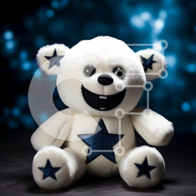 Intra Συλλεκτικό Ξύλινο Παζλ Plywood  4mm - Χαριτωμένο βελούδινο αρκουδάκι με μπλε αστέρια Σε Ξύλινο Κουτί - Διαστάσεις: 10x10 cm – 25 κομμάτια - Image 1