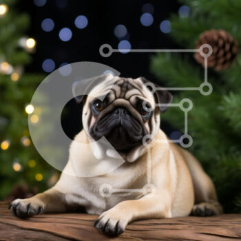 Intra Συλλεκτικό Ξύλινο Παζλ Plywood 4mm - Pug Dog σε εορταστικό περιβάλλον Σε Ξύλινο Κουτί - Διαστάσεις: 10x10 cm – 25 κομμάτια - Image 1