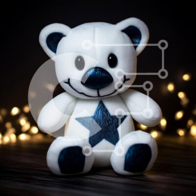 Intra Συλλεκτικό Ξύλινο Παζλ Plywood 4mm - Χαριτωμένο αρκουδάκι με μπλε πινελιές Σε Ξύλινο Κουτί - Διαστάσεις: 10x10 cm – 25 κομμάτια - Image 1