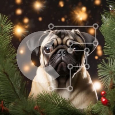 Intra Συλλεκτικό Ξύλινο Παζλ Plywood  4mm - Εορταστική πατημασιά ανάμεσα σε κλαδιά πεύκου Σε Ξύλινο Κουτί - Διαστάσεις: 10x10 cm – 25 κομμάτια - Image 1