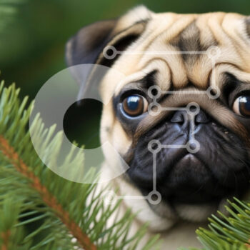 Intra Συλλεκτικό Ξύλινο Παζλ Plywood  4mm - Pug Puppy Among Pine Needles Σε Ξύλινο Κουτί - Διαστάσεις: 10x10 cm – 25 κομμάτια - Image 1