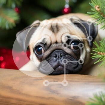 Intra Συλλεκτικό Ξύλινο Παζλ Plywood 4mm - Pug Dog σε ένα εορταστικό χριστουγεννιάτικο σκηνικό Σε Ξύλινο Κουτί - Διαστάσεις: 10x10 cm – 25 κομμάτια - Image 1