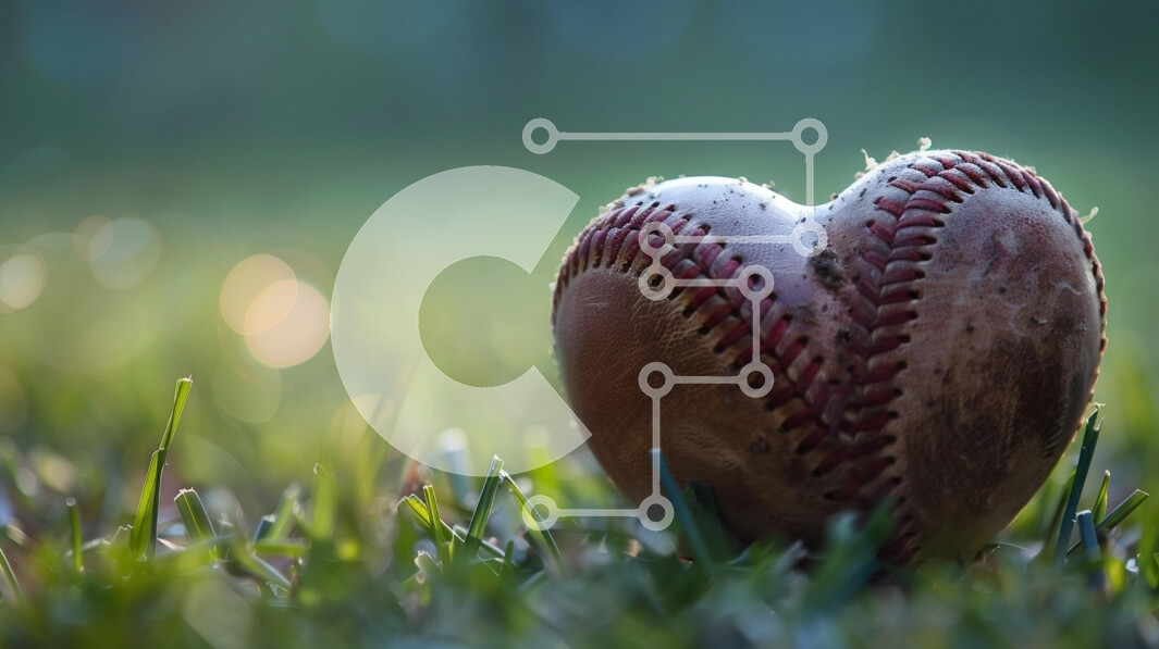 Intra Συλλεκτικό Ξύλινο Παζλ Plywood  4mm - Μπέιζμπολ σε σχήμα καρδιάς στο γρασίδι Σε Ξύλινο Κουτί - Διαστάσεις Puzzle: 10x10 cm – 25 κομμάτια