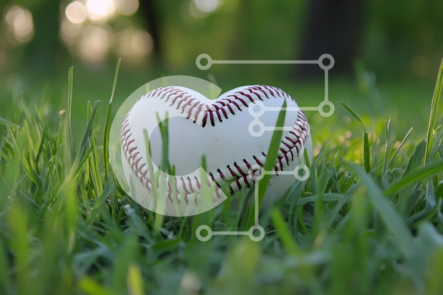 Intra Συλλεκτικό Ξύλινο Παζλ Plywood  4mm - Μπέιζμπολ σε σχήμα καρδιάς στο γρασίδι Σε Ξύλινο Κουτί - Διαστάσεις: 10x10 cm – 25 κομμάτια