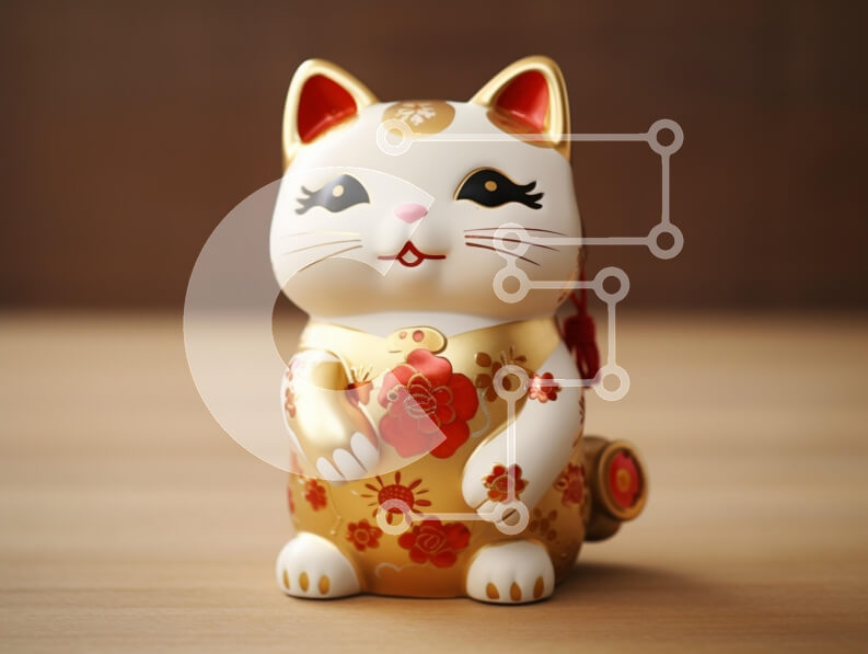 Intra Συλλεκτικό Ξύλινο Παζλ Plywood  4mm - Διακοσμητικό ειδώλιο τυχερής γάτας Σε Ξύλινο Κουτί - Διαστάσεις: 10x10 cm – 25 κομμάτια