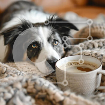 Intra Συλλεκτικό Ξύλινο Παζλ Plywood  4mm - Άνετο σκυλί με καφέ Σε Ξύλινο Κουτί - Διαστάσεις: 10x10 cm – 25 κομμάτια - Image 1