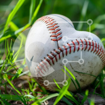 Intra Συλλεκτικό Ξύλινο Παζλ Plywood  4mm - Μπέιζμπολ σε σχήμα καρδιάς στο γρασίδι Σε Ξύλινο Κουτί - Διαστάσεις Puzzle: 10x10 cm – 25 κομμάτια - Image 1