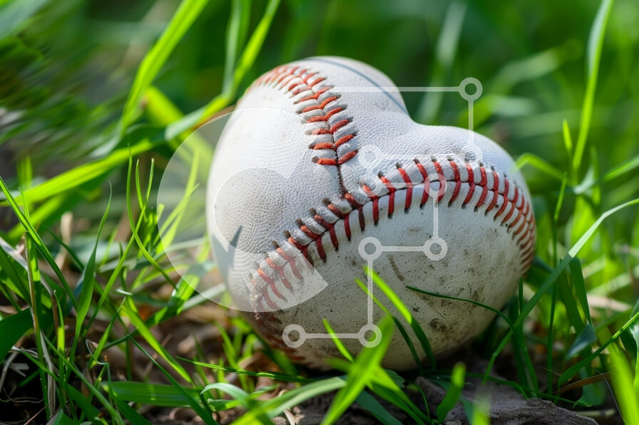 Intra Συλλεκτικό Ξύλινο Παζλ Plywood  4mm - Μπέιζμπολ σε σχήμα καρδιάς στο γρασίδι Σε Ξύλινο Κουτί - Διαστάσεις Puzzle: 10x10 cm – 25 κομμάτια