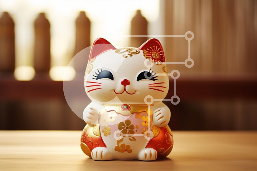 Intra Συλλεκτικό Ξύλινο Παζλ Plywood  4mm - Διακοσμητικό ειδώλιο τυχερής γάτας Σε Ξύλινο Κουτί - Διαστάσεις: 10x10 cm – 25 κομμάτια