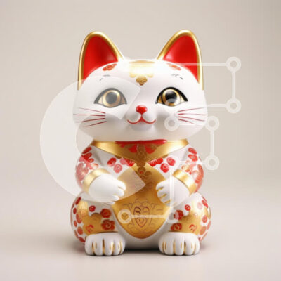 Intra Συλλεκτικό Ξύλινο Παζλ Plywood  4mm - Κεραμικό ειδώλιο γάτας Maneki-neko Σε Ξύλινο Κουτί - Διαστάσεις: 10x10 cm – 25 κομμάτια - Image 1