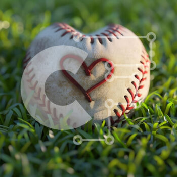 Intra Συλλεκτικό Ξύλινο Παζλ Plywood  4mm - Μπέιζμπολ σε σχήμα καρδιάς στο γρασίδι Σε Ξύλινο Κουτί - Διαστάσεις Puzzle: 10x10 cm – 25 κομμάτια - Image 1