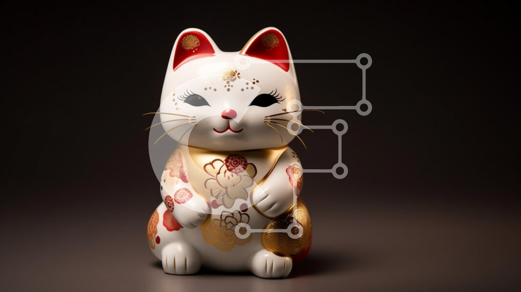 Intra Συλλεκτικό Ξύλινο Παζλ Plywood  4mm - Κεραμικό Ειδώλιο Γάτας - Maneki-neko Σε Ξύλινο Κουτί - Διαστάσεις: 10x10 cm – 25 κομμάτια