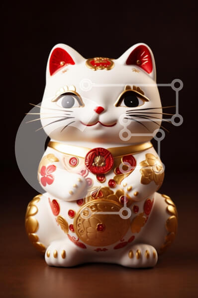 Intra Συλλεκτικό Ξύλινο Παζλ Plywood  4mm - Διακοσμητικό ειδώλιο γάτας Maneki-neko Σε Ξύλινο Κουτί - Διαστάσεις: 10x10 cm – 25 κομμάτια