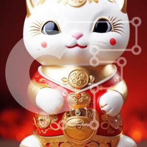 Intra Συλλεκτικό Ξύλινο Παζλ Plywood  4mm - Γοητευτικό ειδώλιο γάτας με χρυσό και κόκκινο σχέδιο Σε Ξύλινο Κουτί - Διαστάσεις: 10x10 cm – 25 κομμάτια