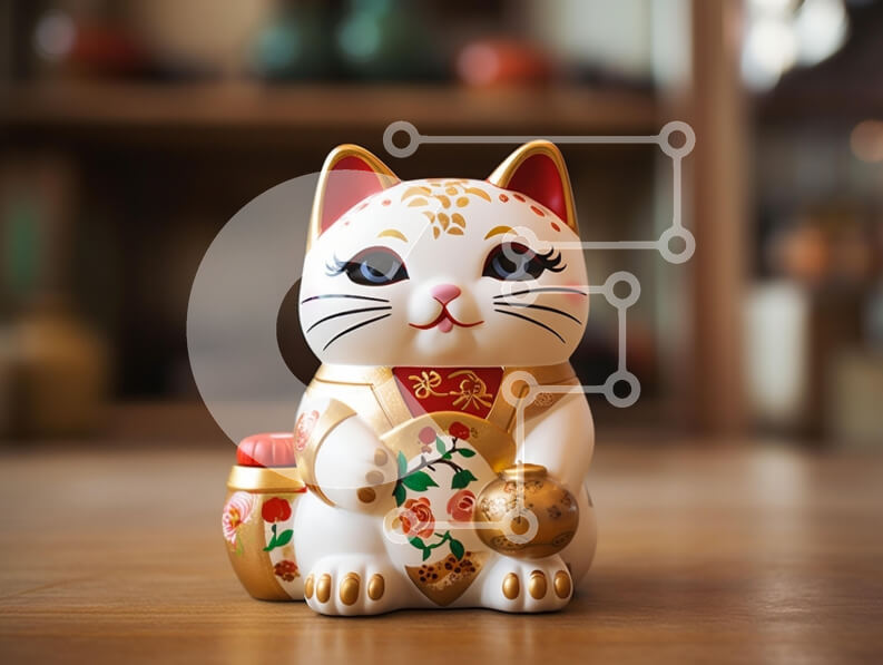 Intra Συλλεκτικό Ξύλινο Παζλ Plywood  4mm - Διακοσμητικό ειδώλιο τυχερής γάτας Σε Ξύλινο Κουτί - Διαστάσεις: 10x10 cm – 25 κομμάτια