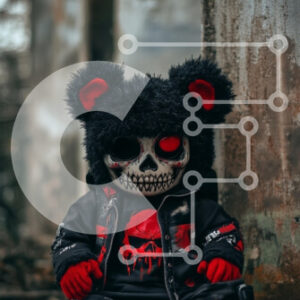 Intra Συλλεκτικό Ξύλινο Παζλ Plywood  4mm - Καλλιτεχνική κούκλα κρανίου σε ένα εγκαταλελειμμένο περιβάλλον Σε Ξύλινο Κουτί - Διαστάσεις Puzzle: 10x10 cm – 25 κομμάτια