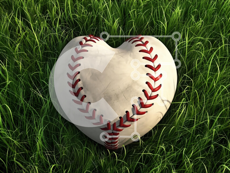 Intra Συλλεκτικό Ξύλινο Παζλ Plywood  4mm - Μπέιζμπολ σε σχήμα καρδιάς στο γρασίδι Σε Ξύλινο Κουτί - Διαστάσεις Puzzle: 10x10 cm – 25 κομμάτια